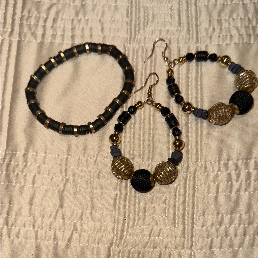 Elegant Gold and Black Beaded Jewelry Set-Dillard
